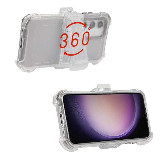 For Samsung Galaxy S24+ 5G Frosted PC+TPU Phone Case with Back Clip(Transparent Black)