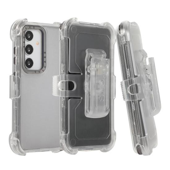 For Samsung Galaxy S24+ 5G Frosted PC+TPU Phone Case with Back Clip(Transparent Black)