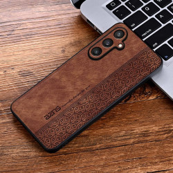For Samsung Galaxy S24+ 5G AZNS 3D Embossed Skin Feel Phone Case(Brown)