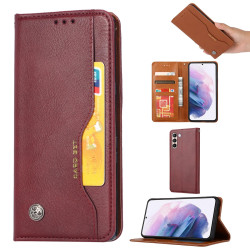 For Samsung Galaxy S24+ 5G Knead Skin Texture Flip Leather Phone Case(Wine Red)