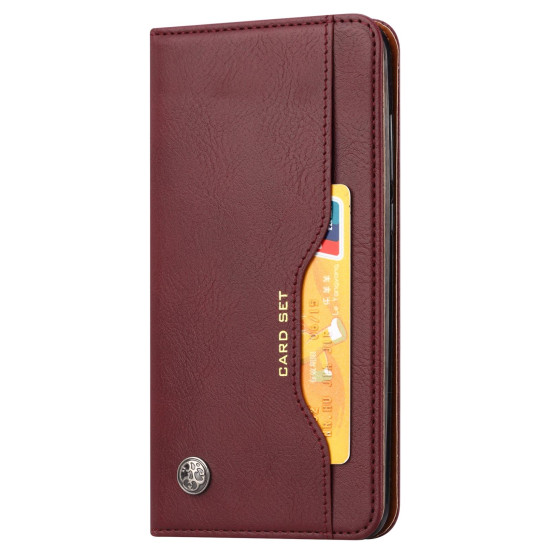 For Samsung Galaxy S24+ 5G Knead Skin Texture Flip Leather Phone Case(Wine Red)