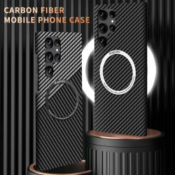 For Samsung Galaxy S24+ 5G Carbon Fiber Texture MagSafe Magnetic Phone Case(Green)