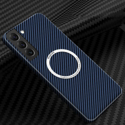 For Samsung Galaxy S24+ 5G Carbon Fiber Texture MagSafe Magnetic Phone Case(Blue)