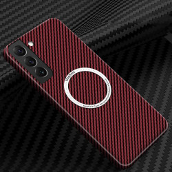 For Samsung Galaxy S24+ 5G Carbon Fiber Texture MagSafe Magnetic Phone Case(Red)