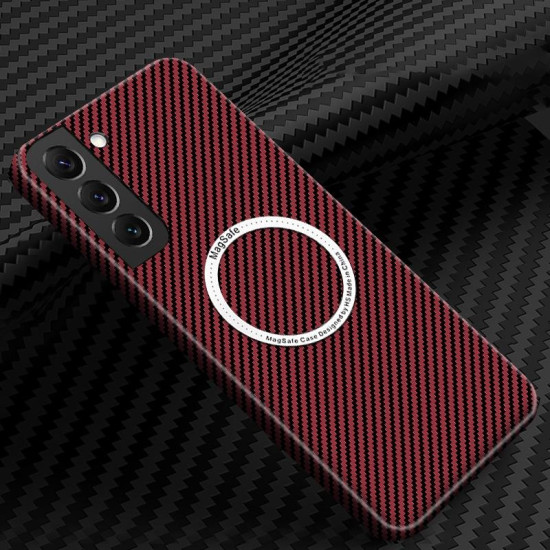 For Samsung Galaxy S24+ 5G Carbon Fiber Texture MagSafe Magnetic Phone Case(Red)