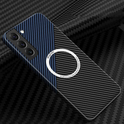 For Samsung Galaxy S24+ 5G Carbon Fiber Texture MagSafe Magnetic Phone Case(Black Blue)