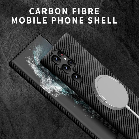 For Samsung Galaxy S24+ 5G Carbon Fiber Texture MagSafe Magnetic Phone Case(Black Red)
