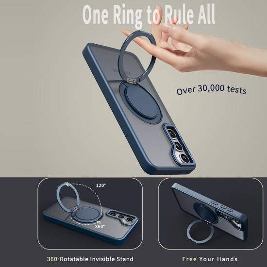 For Samsung Galaxy S24+ 5G 360-degree Rotating MagSafe Magnetic Holder Phone Case(Navy Blue)