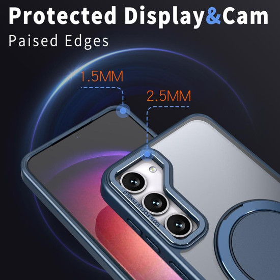For Samsung Galaxy S24+ 5G 360-degree Rotating MagSafe Magnetic Holder Phone Case(Navy Blue)