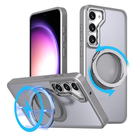 For Samsung Galaxy S24+ 5G 360-degree Rotating MagSafe Magnetic Holder Phone Case(Titanium Grey)