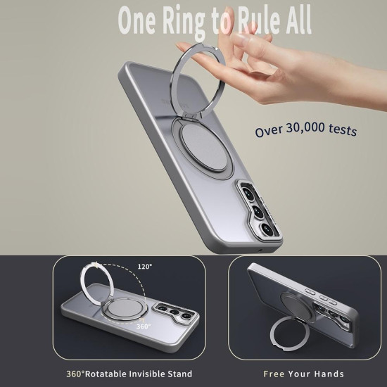 For Samsung Galaxy S24+ 5G 360-degree Rotating MagSafe Magnetic Holder Phone Case(Titanium Grey)