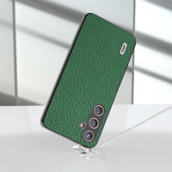 For Samsung Galaxy S24+ 5G ABEEL Genuine Leather Litchi Texture Phone Case(Green)