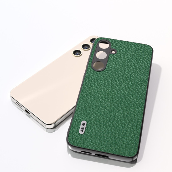 For Samsung Galaxy S24+ 5G ABEEL Genuine Leather Litchi Texture Phone Case(Green)
