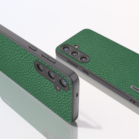 For Samsung Galaxy S24+ 5G ABEEL Genuine Leather Litchi Texture Phone Case(Green)