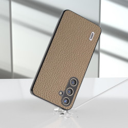 For Samsung Galaxy S24+ 5G ABEEL Genuine Leather Litchi Texture Phone Case(Grey)