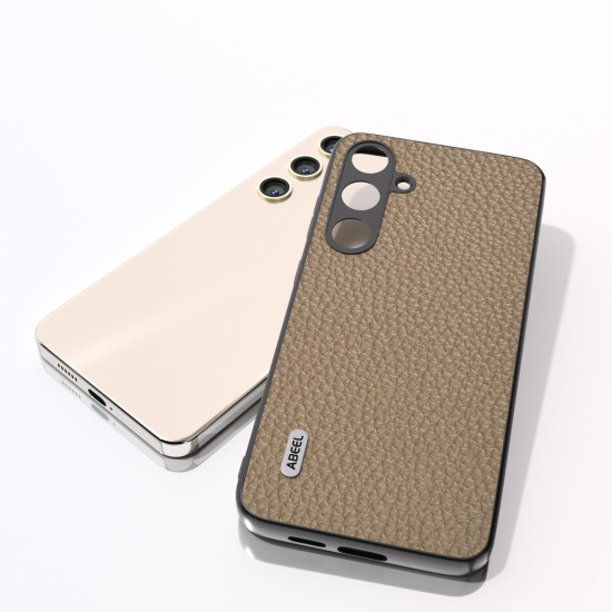 For Samsung Galaxy S24+ 5G ABEEL Genuine Leather Litchi Texture Phone Case(Grey)