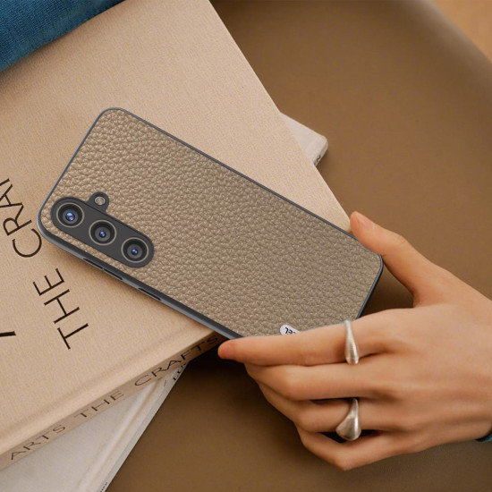 For Samsung Galaxy S24+ 5G ABEEL Genuine Leather Litchi Texture Phone Case(Grey)