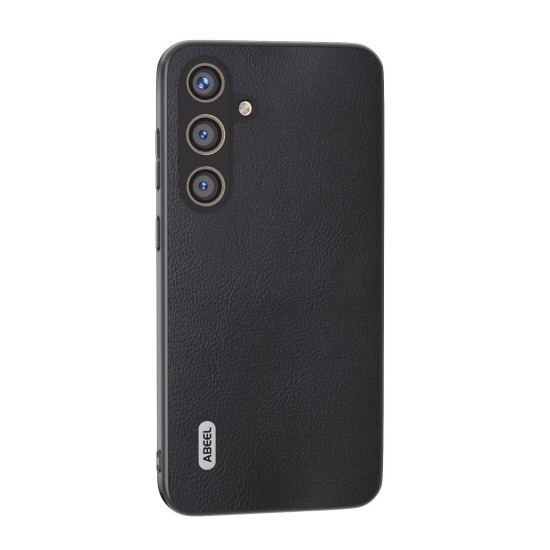 For Samsung Galaxy S24+ 5G ABEEL Ecological Leather Shockproof PU Phone Case(Black)