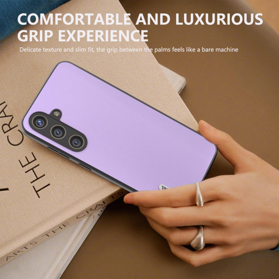 For Samsung Galaxy S24+ 5G ABEEL Ecological Leather Shockproof PU Phone Case(Purple)