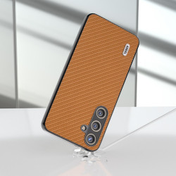 For Samsung Galaxy S24+ 5G ABEEL Carbon Fiber Texture Protective Phone Case(Light Brown)