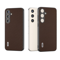 For Samsung Galaxy S24+ 5G ABEEL Carbon Fiber Texture Protective Phone Case(Dark Brown)