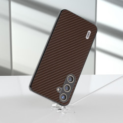For Samsung Galaxy S24+ 5G ABEEL Carbon Fiber Texture Protective Phone Case(Dark Brown)