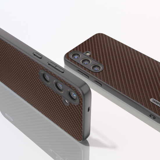 For Samsung Galaxy S24+ 5G ABEEL Carbon Fiber Texture Protective Phone Case(Dark Brown)