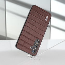 For Samsung Galaxy S24+ 5G ABEEL Crocodile Texture Genuine Leather Phone Case(Brown)