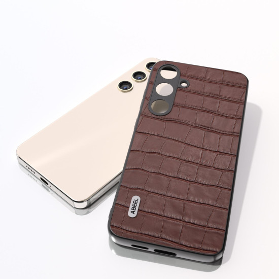 For Samsung Galaxy S24+ 5G ABEEL Crocodile Texture Genuine Leather Phone Case(Brown)