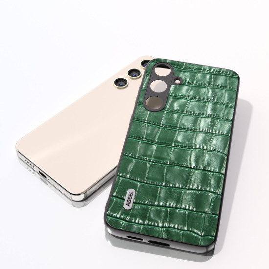 For Samsung Galaxy S24+ 5G ABEEL Crocodile Texture Genuine Leather Phone Case(Green)