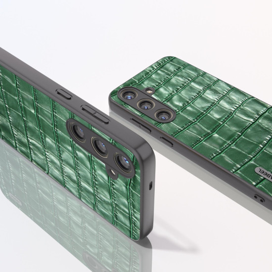 For Samsung Galaxy S24+ 5G ABEEL Crocodile Texture Genuine Leather Phone Case(Green)