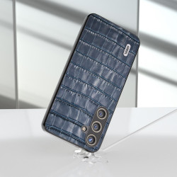 For Samsung Galaxy S24+ 5G ABEEL Crocodile Texture Genuine Leather Phone Case(Blue)