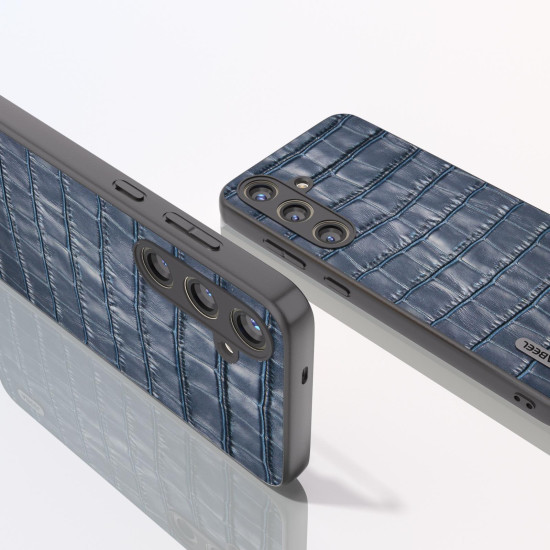 For Samsung Galaxy S24+ 5G ABEEL Crocodile Texture Genuine Leather Phone Case(Blue)