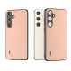 For Samsung Galaxy S24+ 5G ABEEL Genuine Leather + PC Litchi Texture Phone Case(Pink Gold)