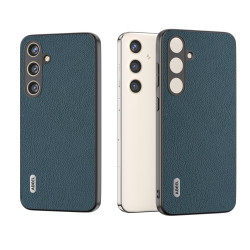 For Samsung Galaxy S24+ 5G ABEEL Genuine Leather + PC Litchi Texture Phone Case(Green)