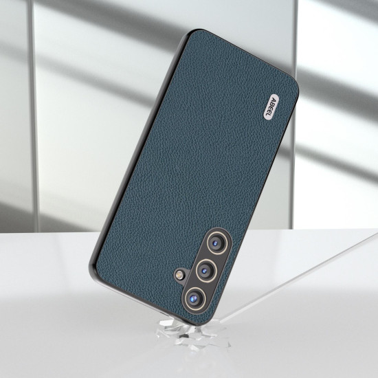For Samsung Galaxy S24+ 5G ABEEL Genuine Leather + PC Litchi Texture Phone Case(Green)
