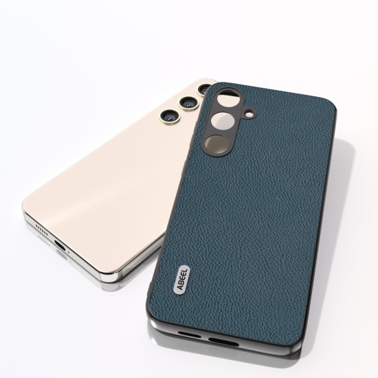 For Samsung Galaxy S24+ 5G ABEEL Genuine Leather + PC Litchi Texture Phone Case(Green)