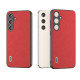 For Samsung Galaxy S24+ 5G ABEEL Cross Texture Genuine Leather Phone Case(Red)