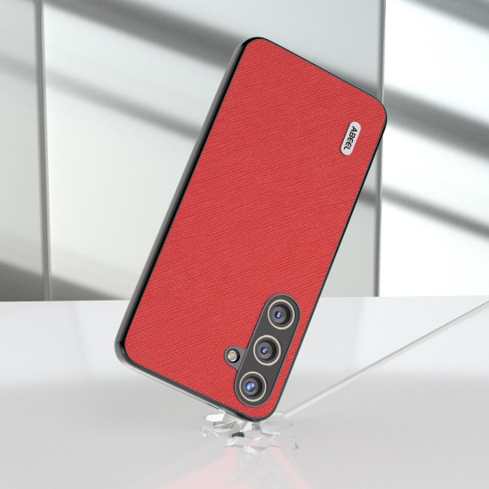 For Samsung Galaxy S24+ 5G ABEEL Cross Texture Genuine Leather Phone Case(Red)