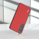 For Samsung Galaxy S24+ 5G ABEEL Cross Texture Genuine Leather Phone Case(Red)