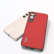 For Samsung Galaxy S24+ 5G ABEEL Cross Texture Genuine Leather Phone Case(Red)