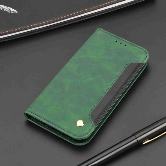 For Samsung Galaxy S24+ 5G Skin Feel Splicing Leather Phone Case(Green)