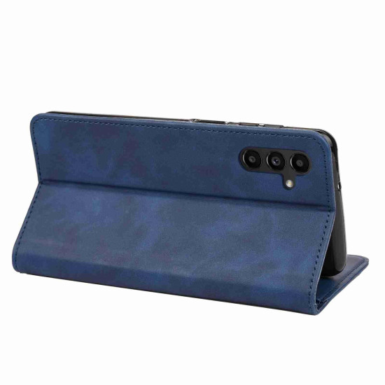 For Samsung Galaxy S24+ 5G Skin Feel Splicing Leather Phone Case(Blue)