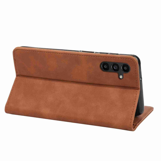 For Samsung Galaxy S24+ 5G Skin Feel Splicing Leather Phone Case(Brown)