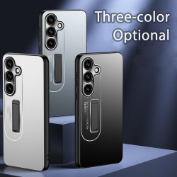 For Samsung Galaxy S24+ 5G Frosted Metal Hybrid TPU Holder Phone Case(Blue)
