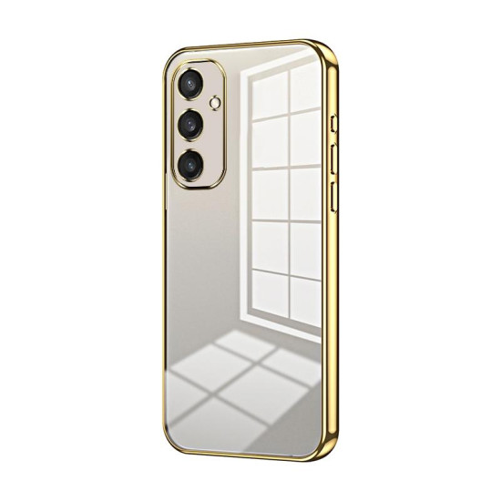 For Samsung Galaxy S24+ 5G Transparent Plating Fine Hole Phone Case(Gold)