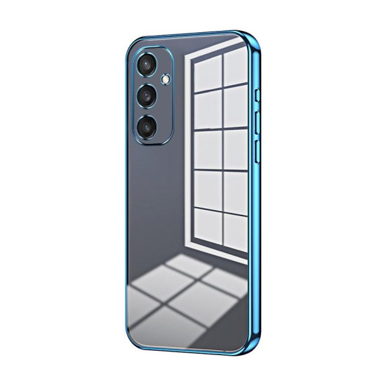 For Samsung Galaxy S24+ 5G Transparent Plating Fine Hole Phone Case(Blue)