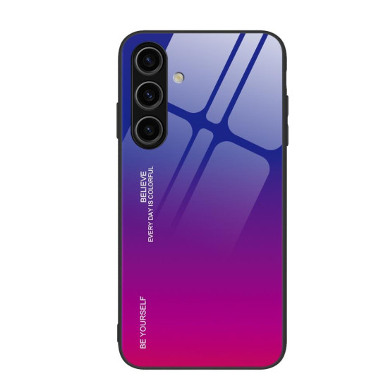 For Samsung Galaxy S24+ 5G Gradient Color Glass Phone Case(Purple Red)