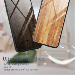 For Samsung Galaxy S24+ 5G Wood Grain Glass Phone Case(Yellow)