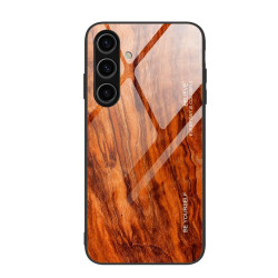For Samsung Galaxy S24+ 5G Wood Grain Glass Phone Case(Light Brown)
